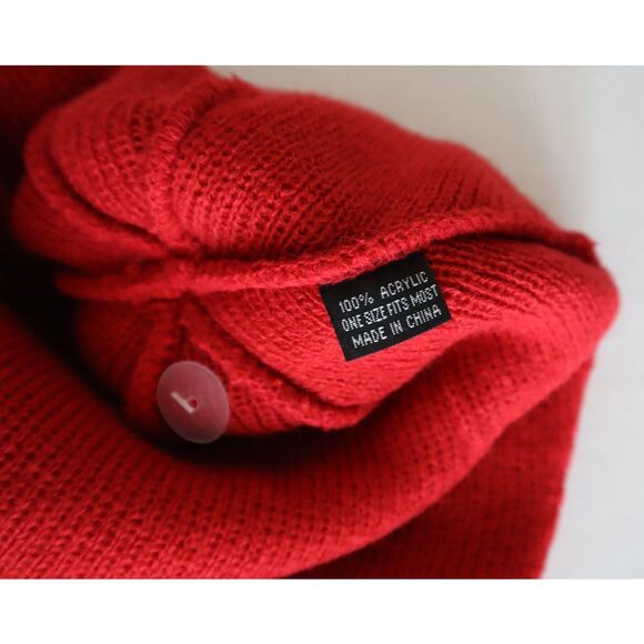 Free People Movement CB205C-K163 O/S Cherry Red Apres Ski Team Pom Beanie - Picture 4 of 5